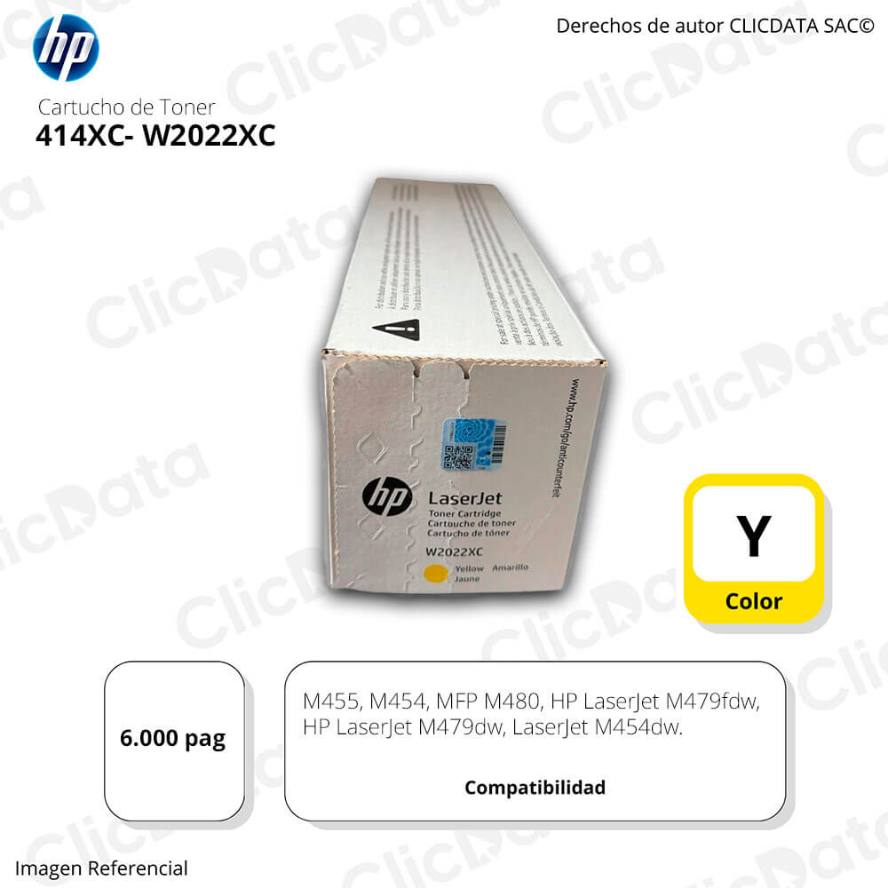 Toner HP 414XC W2022XC Yellow M454, M479, M455, M480 6.000 pag