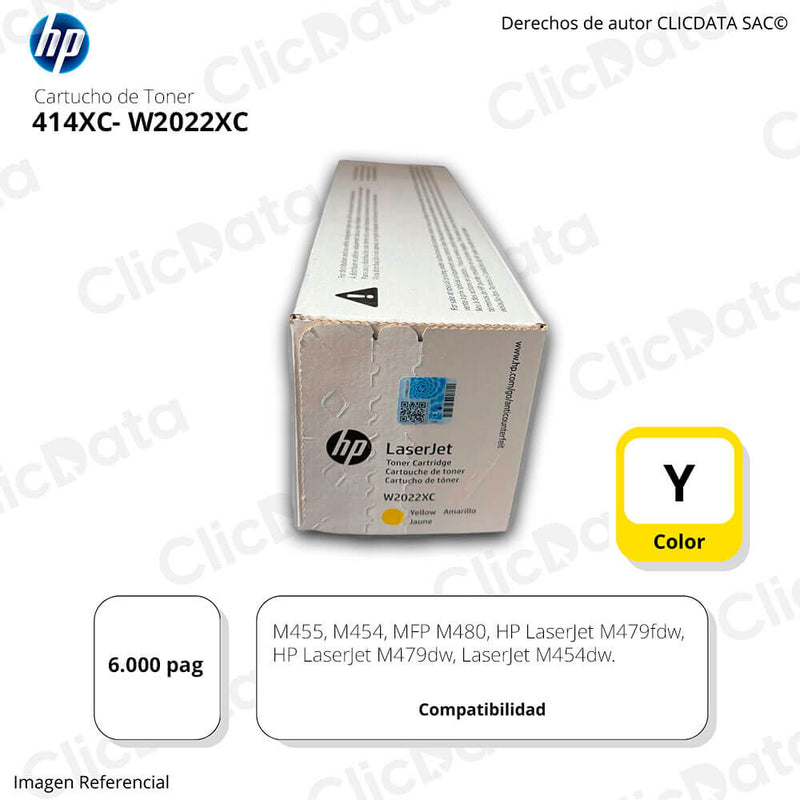 Toner HP 414XC W2022XC Yellow M454, M479, M455, M480 6.000 pag