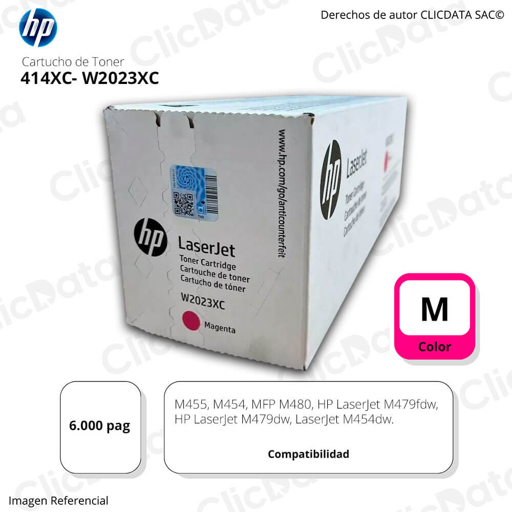 Toner HP 414XC W2023XC Magenta M455, M479, M480, M454 6.000 pag