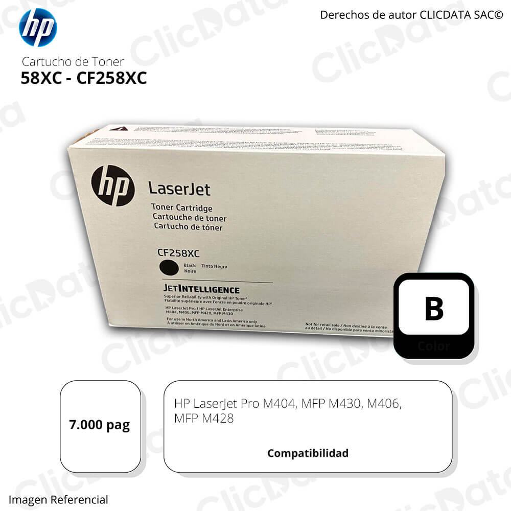 Toner HP 58XC CF258XC Negro M406, M404, M428, M430 7.000 pag