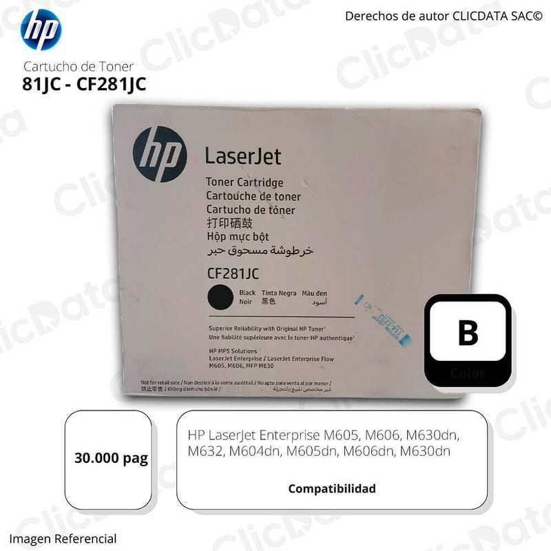 Toner HP 81JC CF281JC Negro M606, M605, M630 30.000 pag