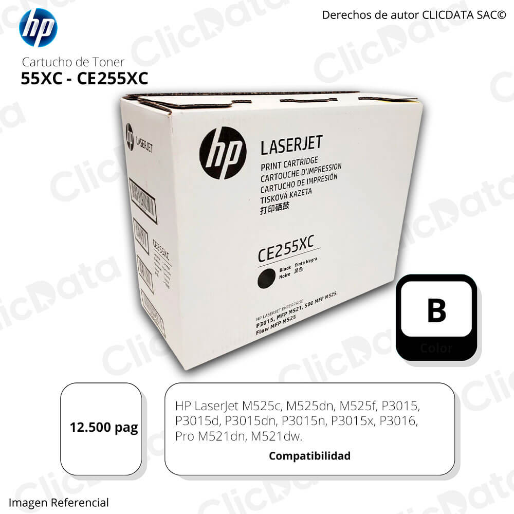 Toner HP 55XC CE255XC Negro M525dn, P3015 12.500 pag, Original