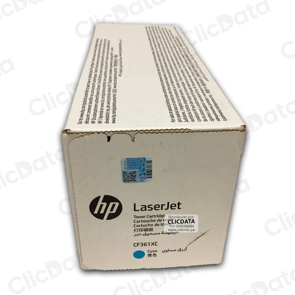 Toner HP 508XC CF361XC Cian M553dn, M552dn 9,500 pag, Original