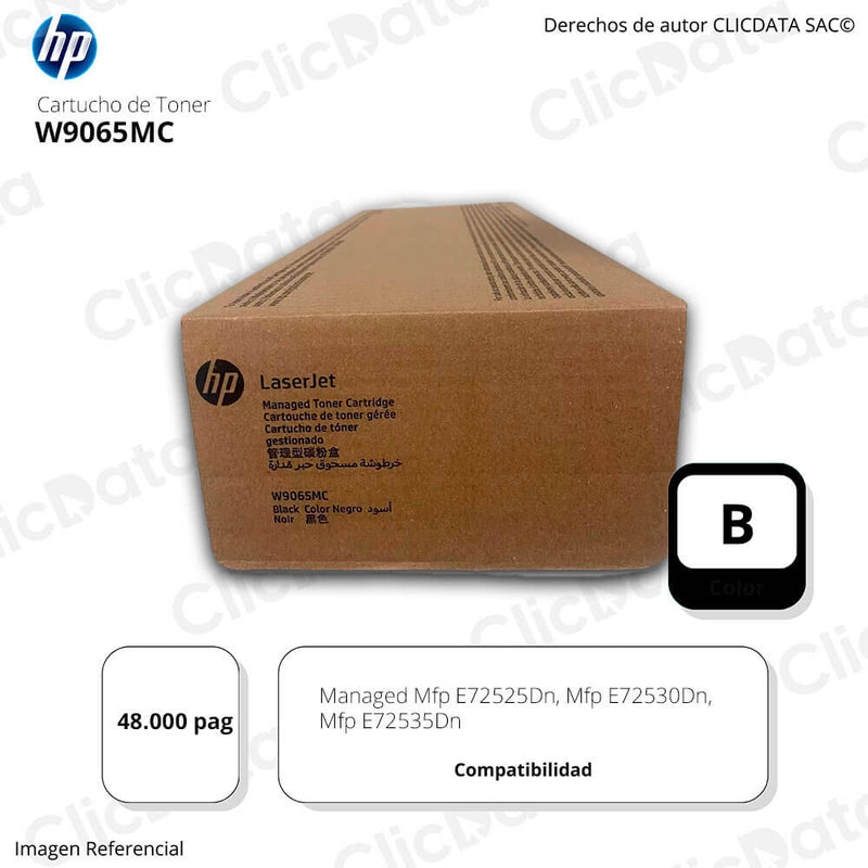 Toner HP W9065MC Negro E73140dn, E73130dn 48,000 pag, Original