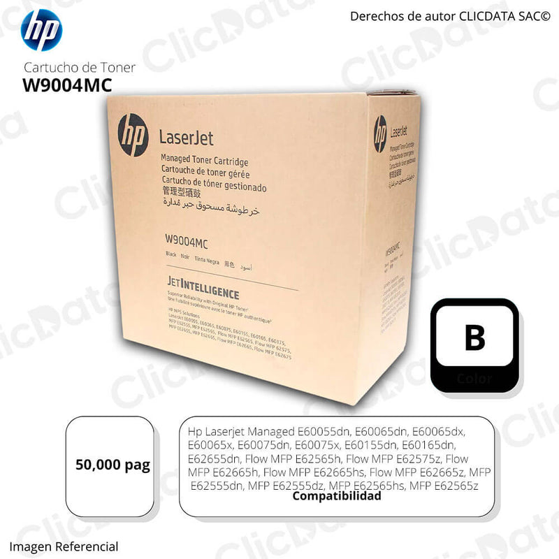 Toner Hp W9004MC Negro E62565, E62575Z, E60055Dn 50,000 pag