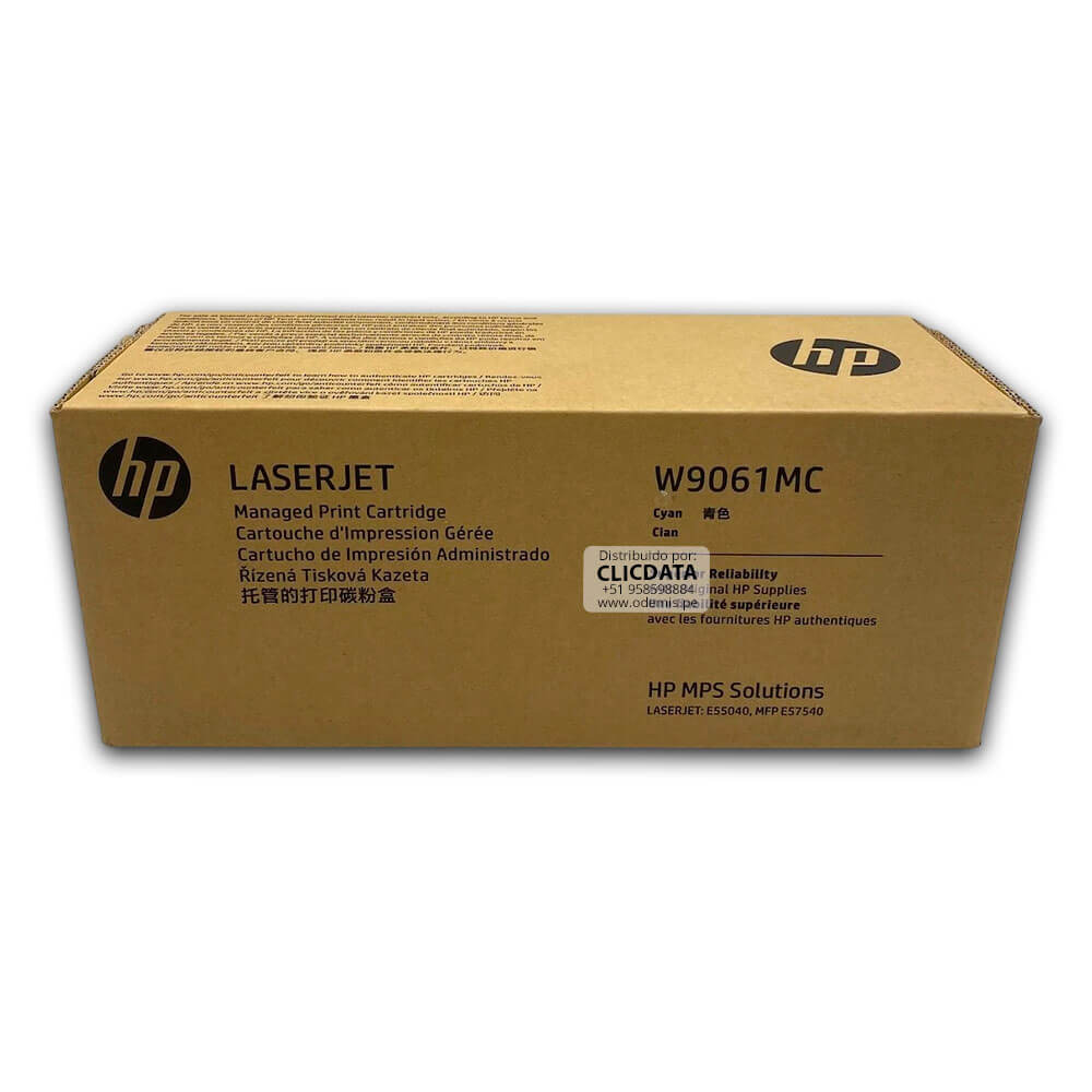 Toner Hp W9061MC Cian M553Xm, E55040, E57540 12,500 pag