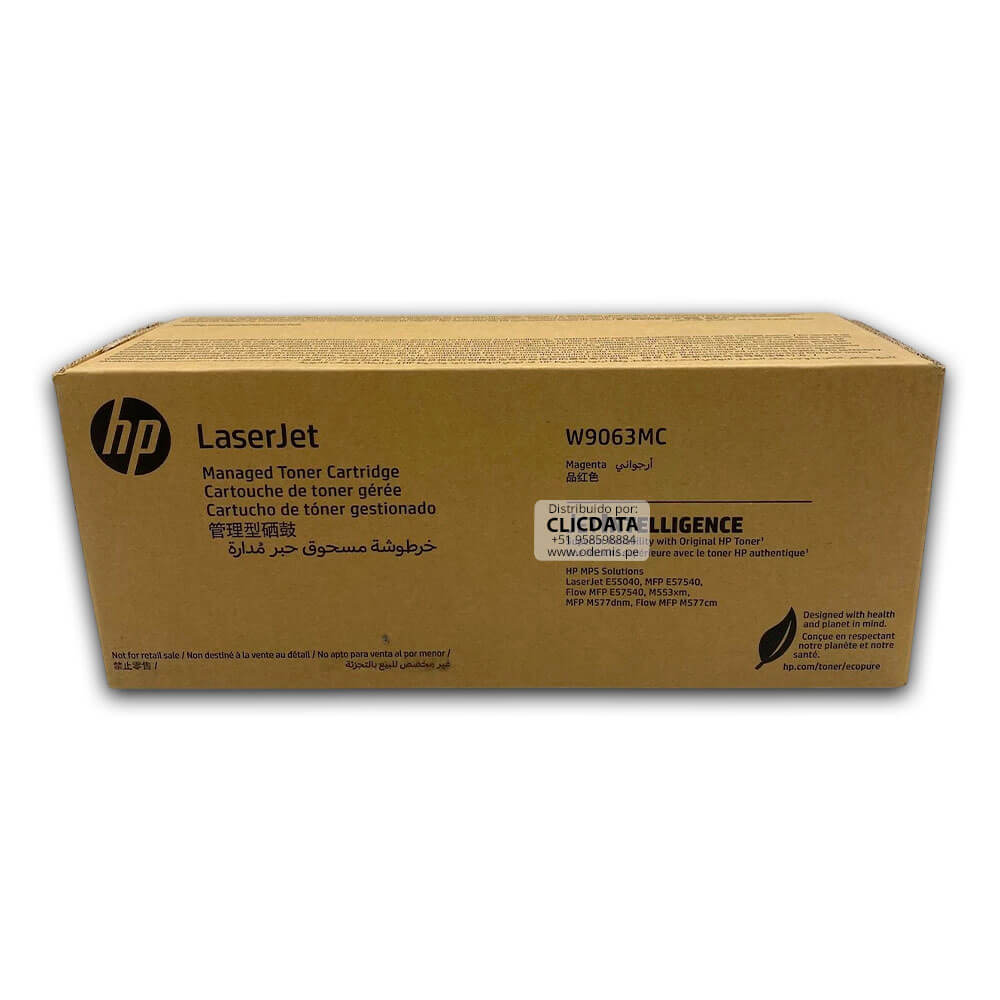Toner Hp W9063MC Magenta M553Xm, E55040, E57540 12,500 pag