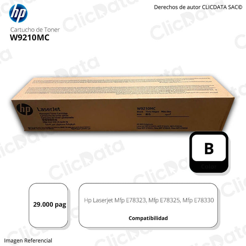 Toner Hp W9210MC Negro E78330, E78323, E78325 29,000 pag