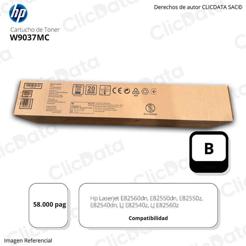 Toner Hp W9037MC Negro E82540dn, E82560dn, E82550z 58,000 pag