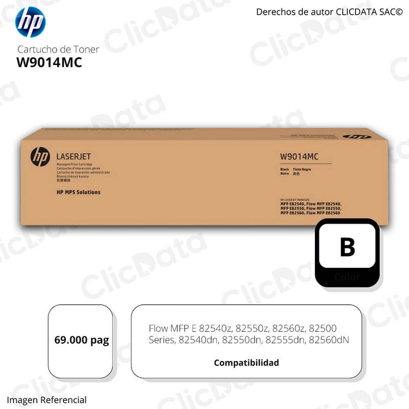 Toner Hp W9014MC Negro E82560, E82540, MFP E82550 69,000 pag
