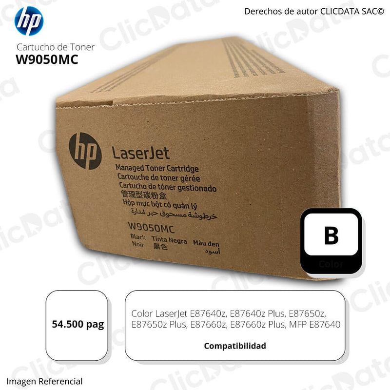 Toner Hp W9050MC Negro E87660z, E87640z 54,500 pag Original