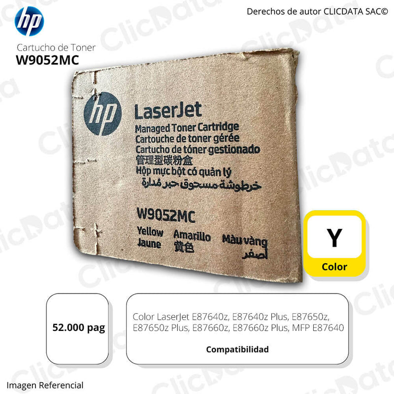 Toner Hp W9052MC Yellow MFP E87650Z, E87640Z 52,000 pag Original