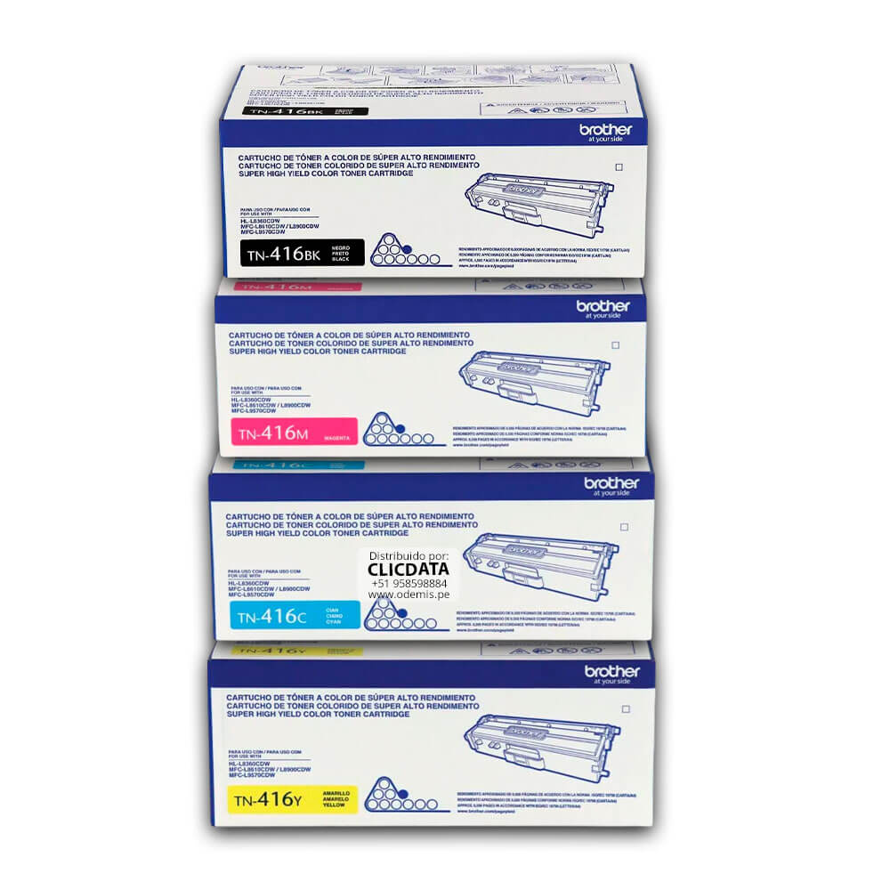 Toner Brother TN416 L8260CDW, L8900CDW, L8610CDW Pack Completo
