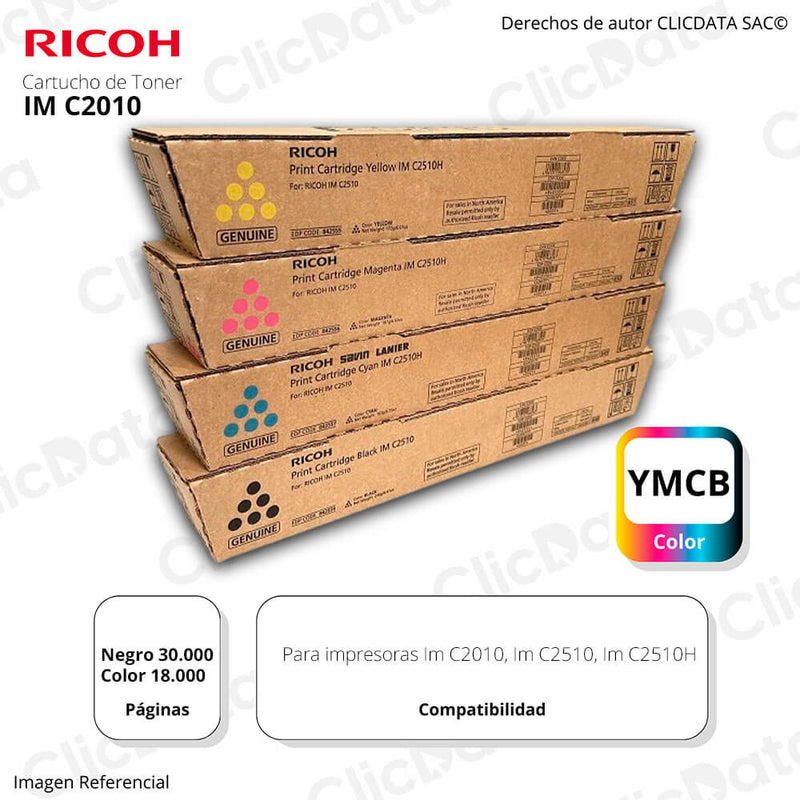 Toner Ricoh IM C2010, IM C2510 Negro y Colores kit Completo