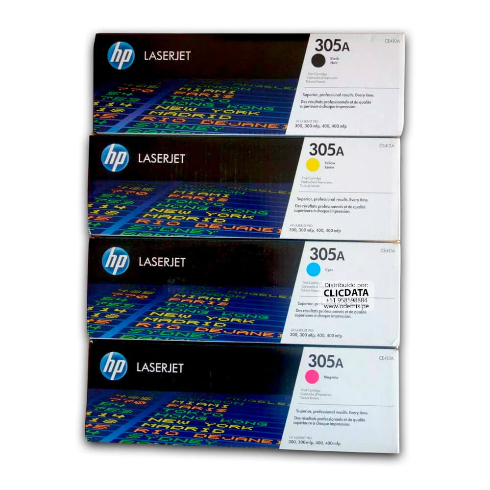 Toner Hp 305A M451dn, M475dn,M375nw Juego Completo
