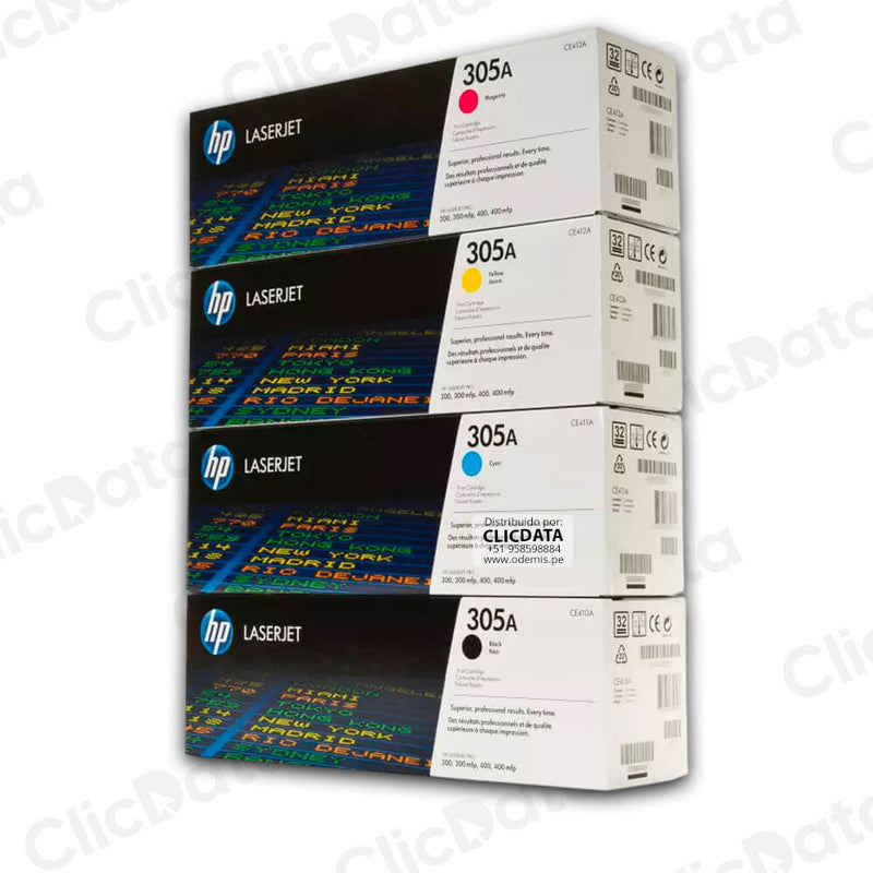 Toner Hp 305A M451dn, M475dn,M375nw Juego Completo