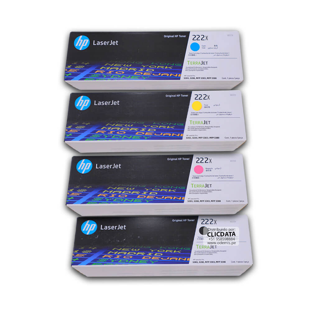 Toner Hp 222X 3201, 3204, 3288, 3303, 3388 kit Completo