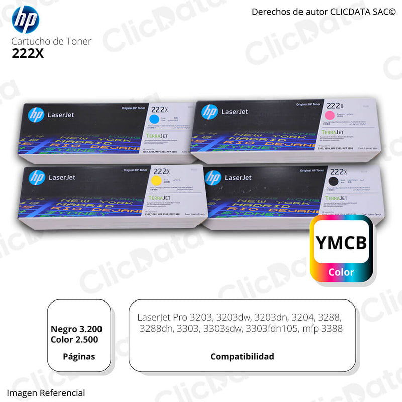 Toner Hp 222X 3201, 3204, 3288, 3303, 3388 kit Completo