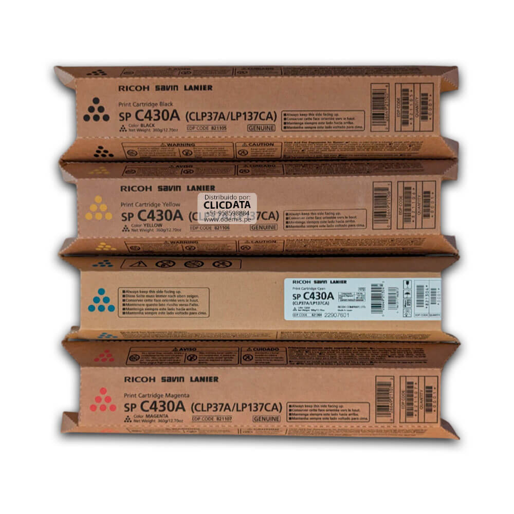 Toner Ricoh SP C430A, C431Dn, C440Dn kit Completo Original
