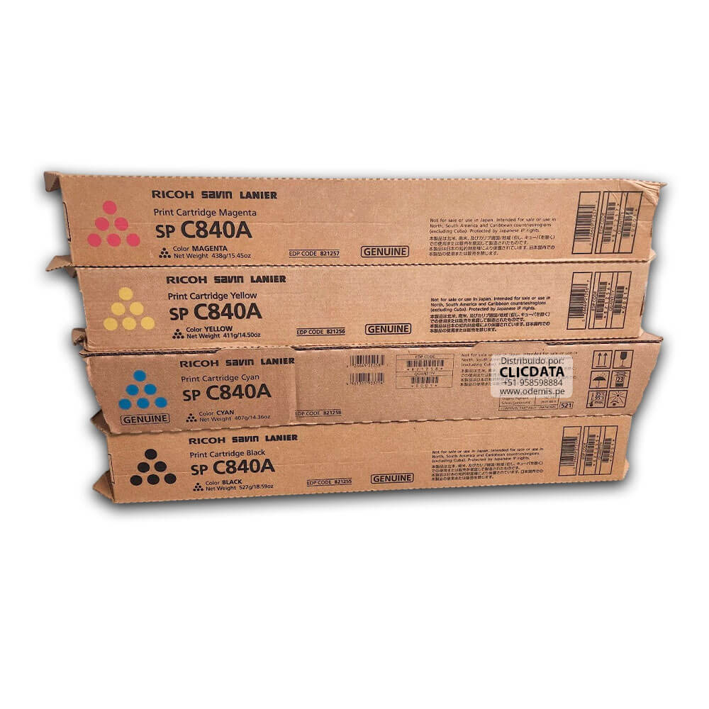 Toner Ricoh SP C840A, SP C842A CYMK Original kit Completo