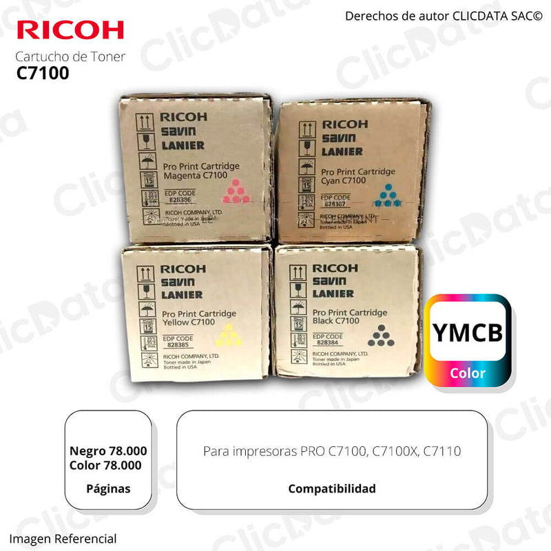 Toner Ricoh C7100 Negro y Colores kit Completo Original