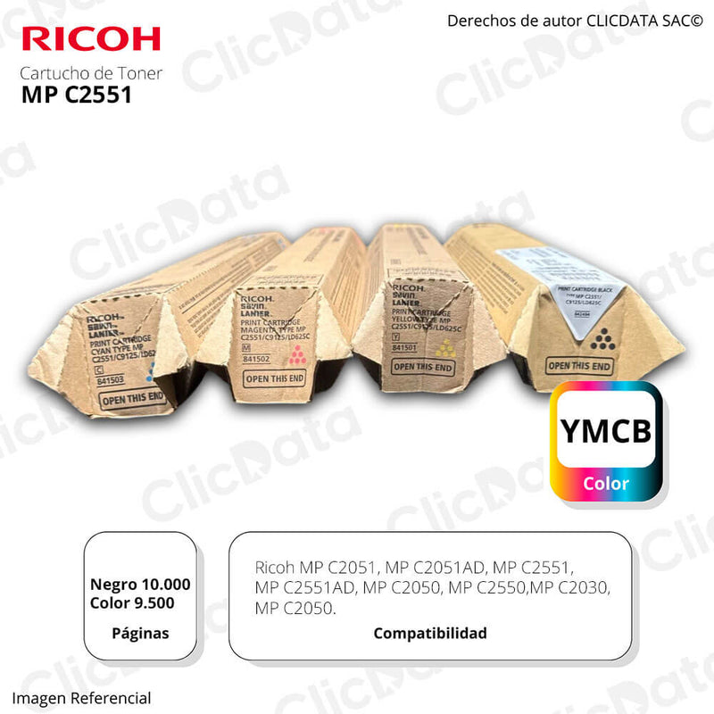 Toner Ricoh MP C2551, MP C2051, LD620 pack Completo Original