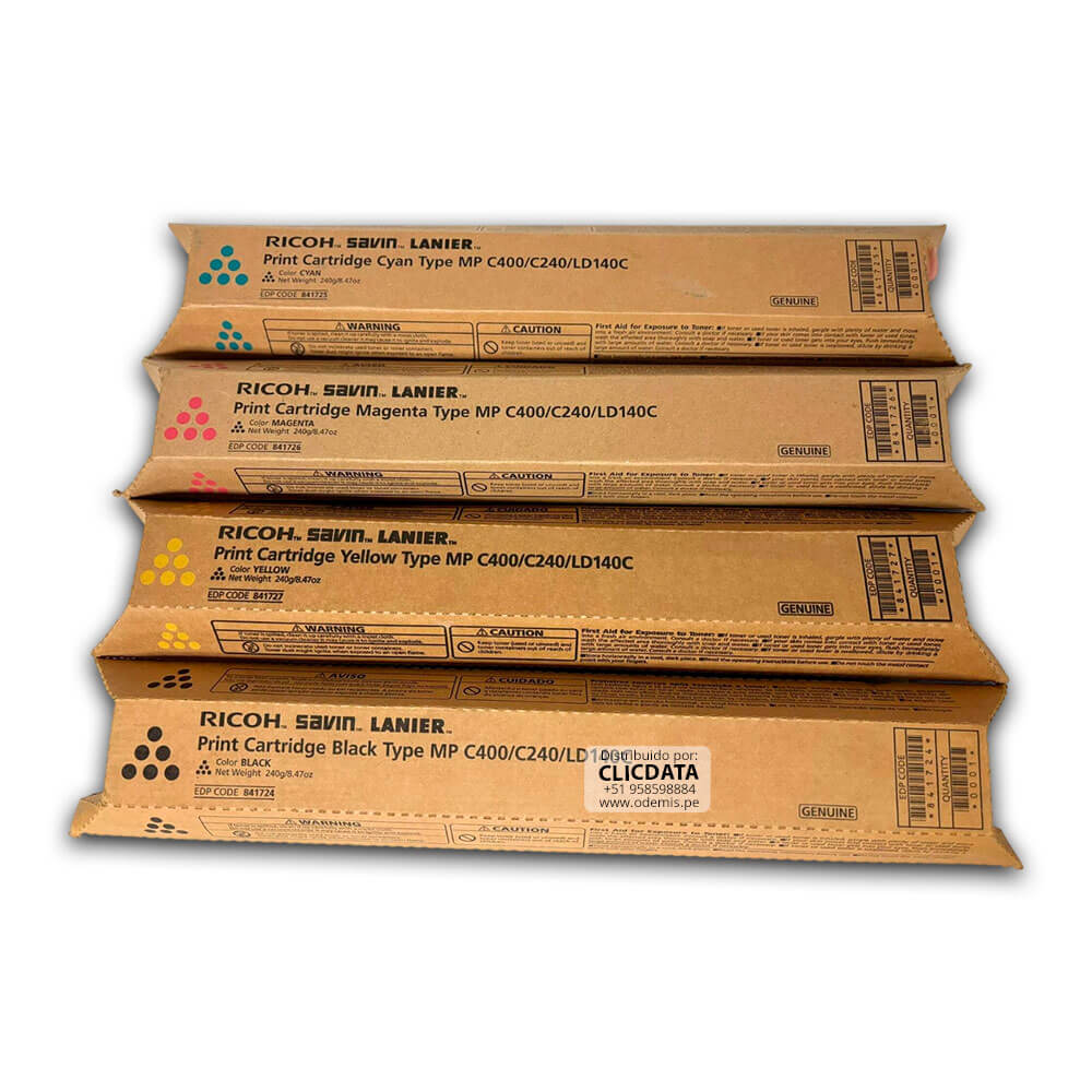 Toner Ricoh MP C300,MP C400, MP C401 pack Completo Original