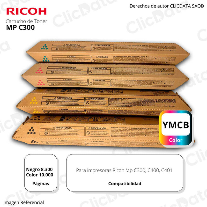 Toner Ricoh MP C300,MP C400, MP C401 pack Completo Original