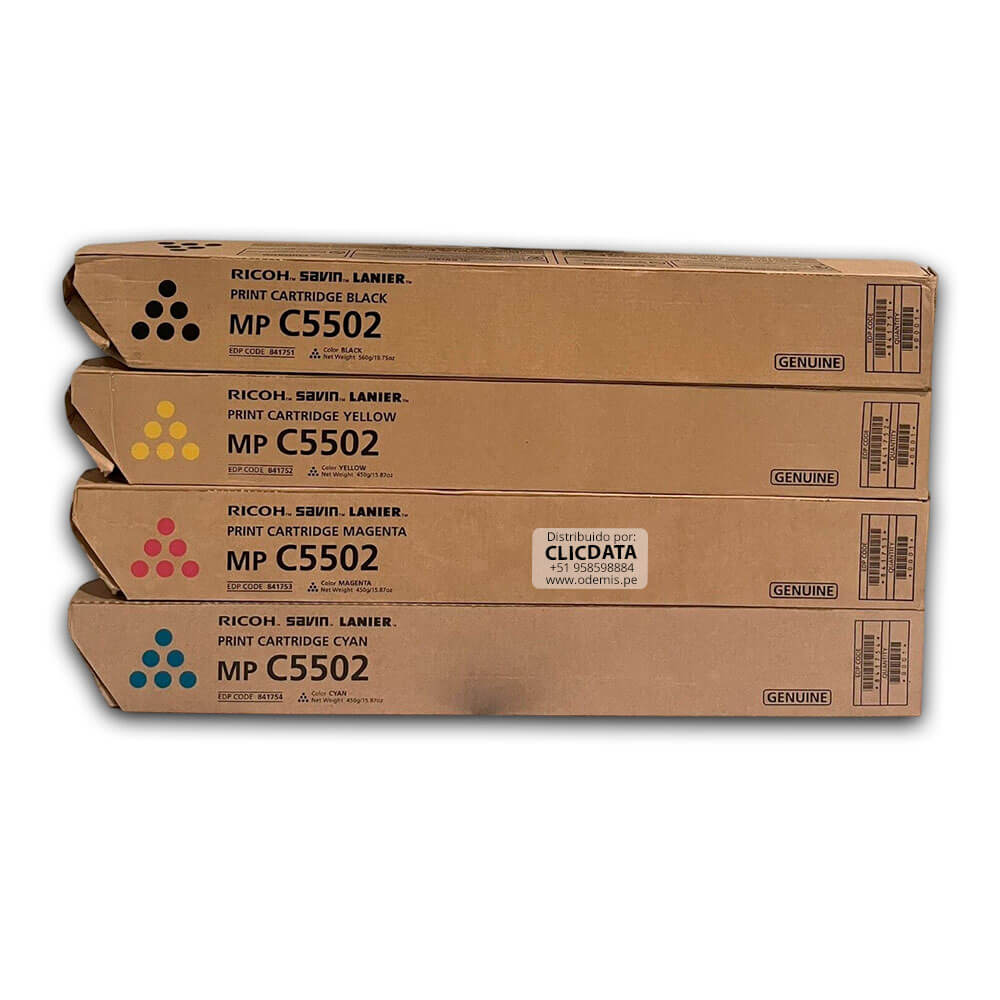 Toner Ricoh MP C5502, MP C4502 Kit Completo Original