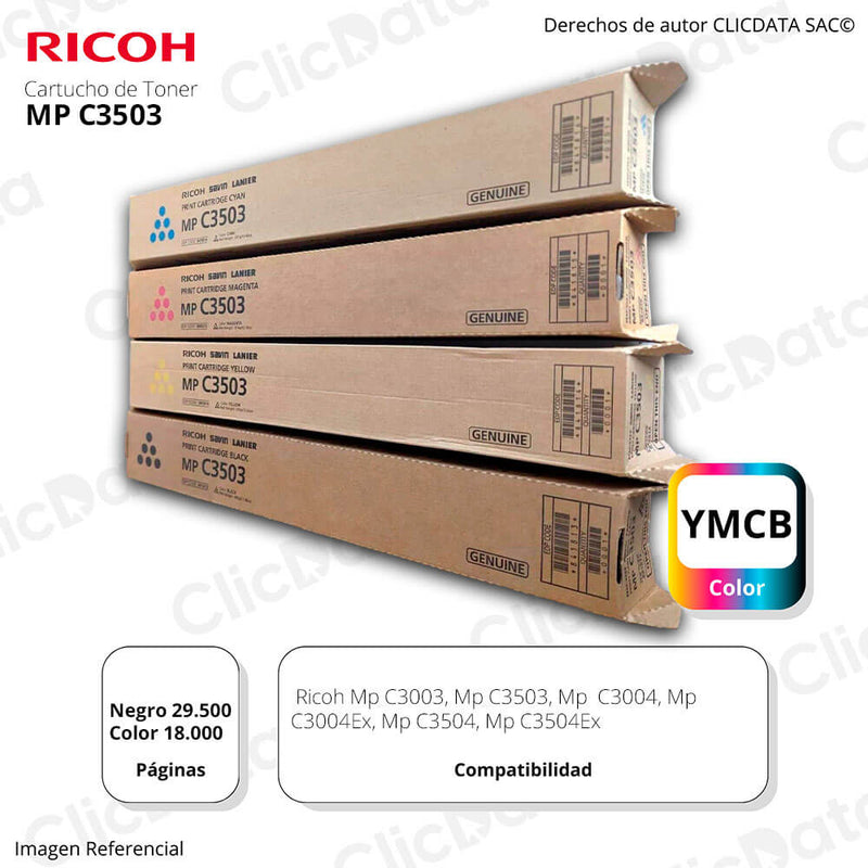 Toner Ricoh MP C3503, MP C3003, MP C3504, C3004 Pack Completo