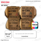 Toner Ricoh MP 305SP, MP C305SPF CYMK Original Kit Completo