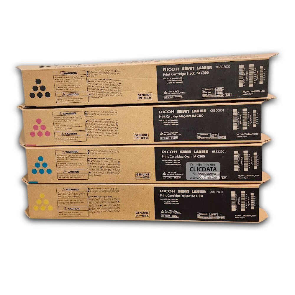 Toner Ricoh IM C300F, IM C400F Negro y Colores Kit Completo