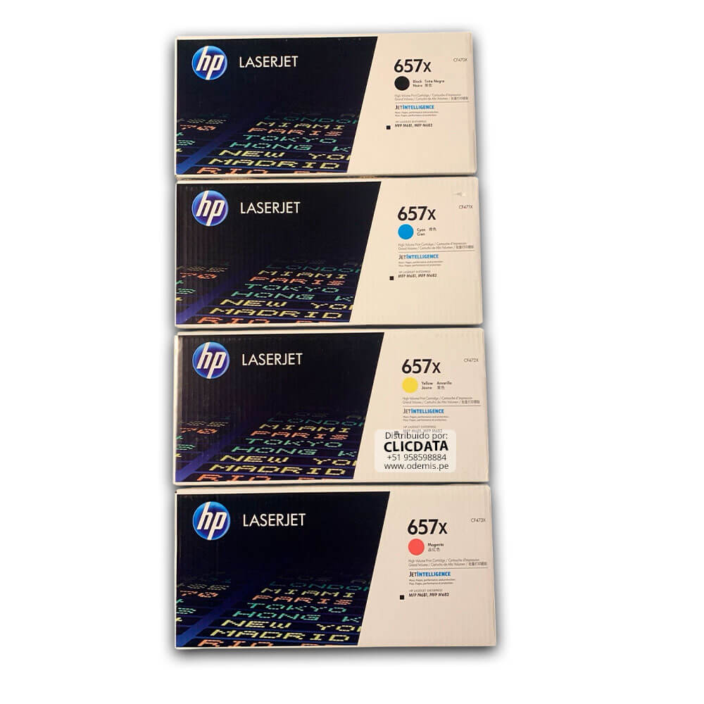 Toner HP 657X LaserJet M681, M682 CYMK Kit Completo Original