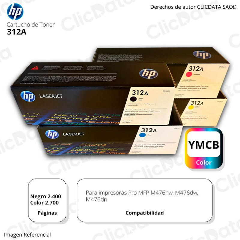Pack de Toner Hp 312A M476dn, M476dw, M476nw Original