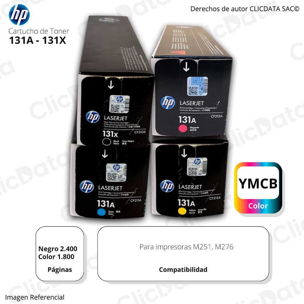 Mfp276 Ink Toner Hp 131X Negro y Colores MFP M276, M251 Kit Completo – Clic Data Perú