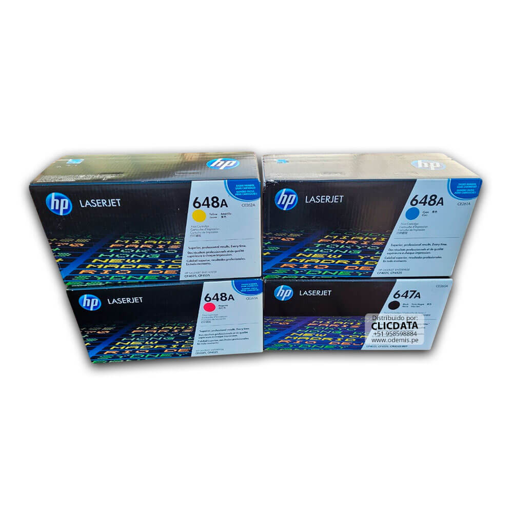 Toner Hp 647A, 648A CYMK CP4025, CP4520, CP4525 Kit Completo