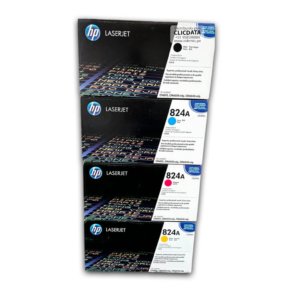 Toner Hp 823A, 824A CYMK CP6015, CP6015de Kit Completo