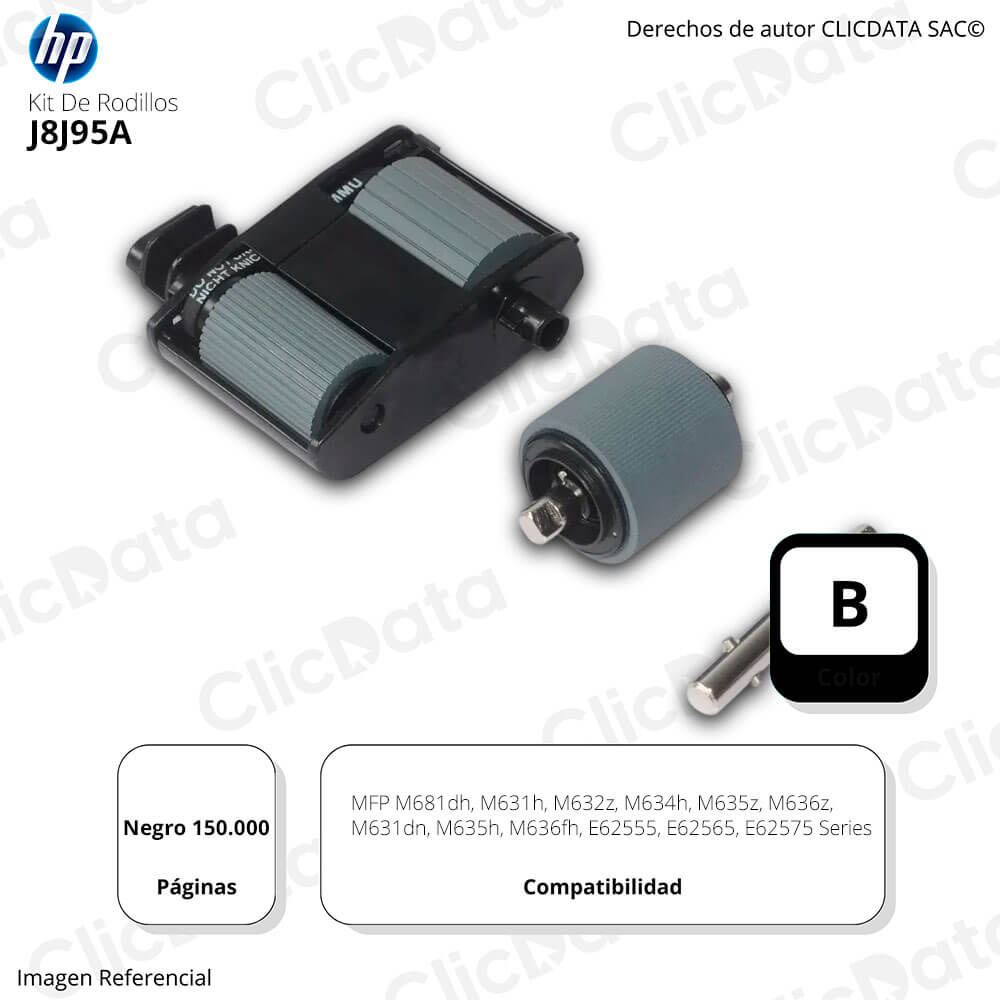 Kit De Rodillos Hp J8J95A ADF M776, M856 150,000 Pag Original