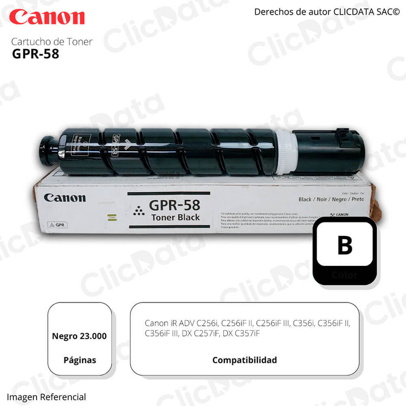 Toner Canon GPR-58 Negro C357iF, C356iF 23,000 pág Original