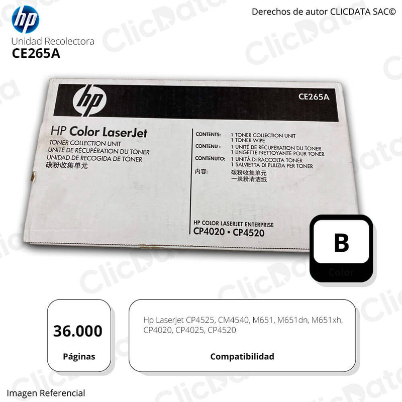 Unidad Recolectora De Toner Hp CE265A CM4540, CP4525 36,000 pág