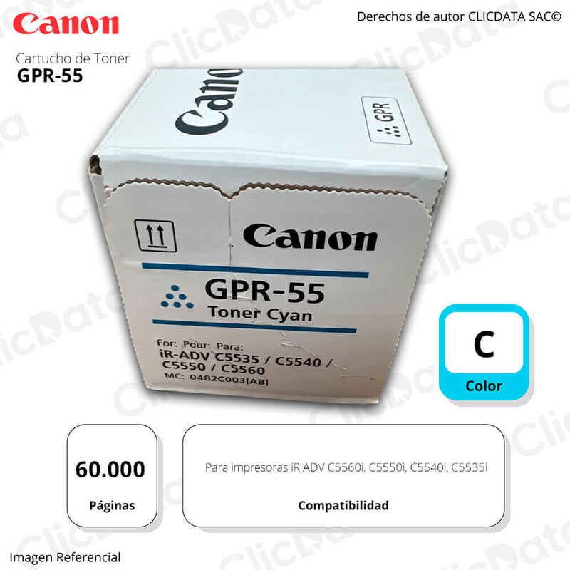Toner Canon GPR-55 Cyan C5540i, C5560i 60,000 Pag Original