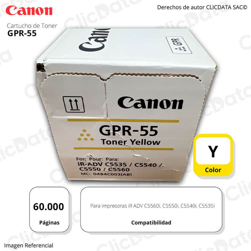 Toner Canon GPR-55 Yellow C5540i, C5560i 60,000 Pag Original