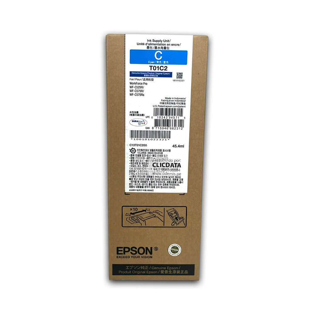 Tinta Epson T01C220 Cyan C599R, WF-C579R 5,000 Pag Original
