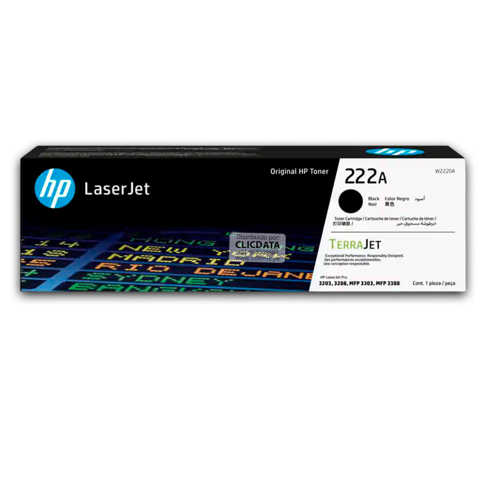 Toner Hp 222A W2220A Negro 3201, 3388, 3303 1,300 pag Original