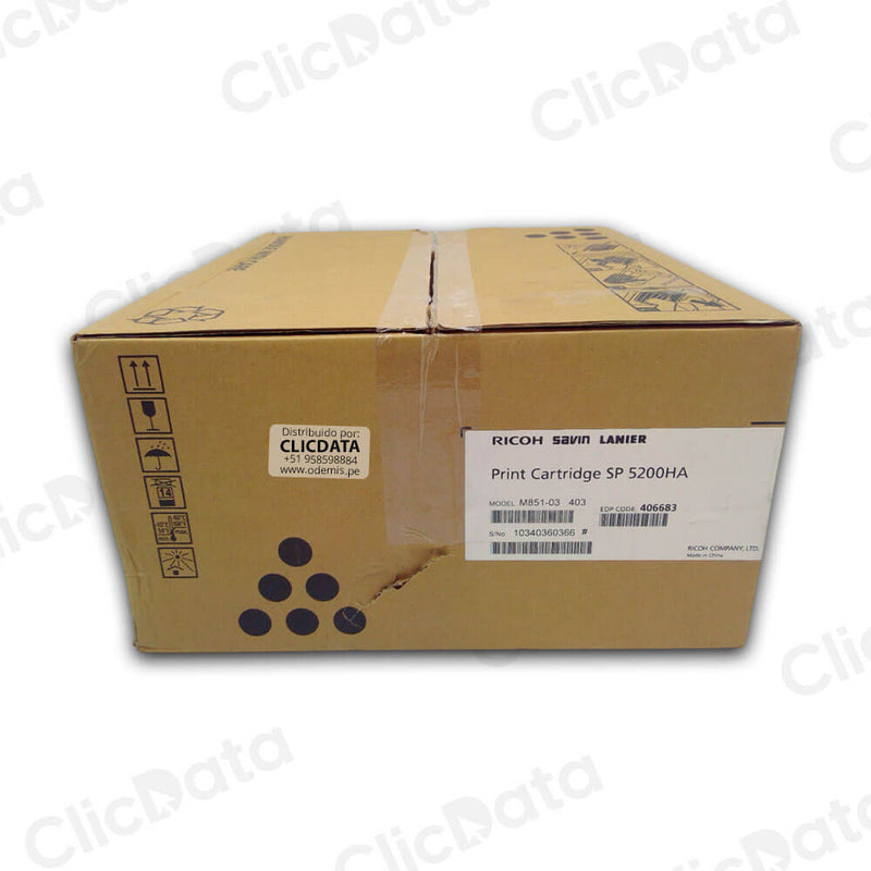Toner Ricoh Negro 406683 SP 5210, SP 5200 19,000 pag Original