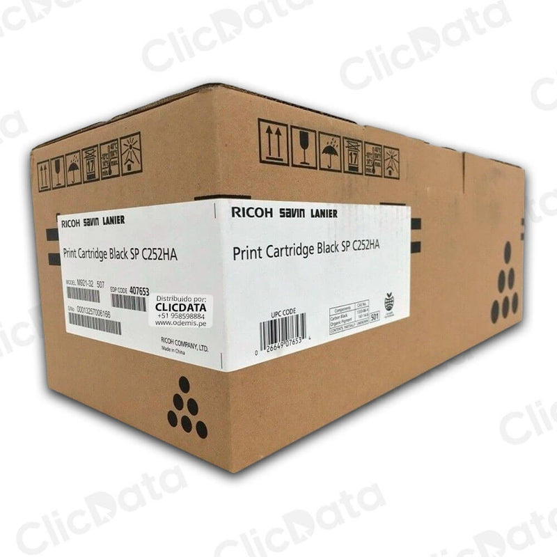 Toner Ricoh 407653 Negro C262DN, SP C252DN 6,000 pag Original