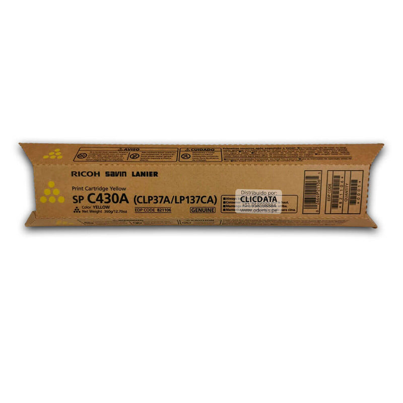 Toner Ricoh 821106 Yellow C431Dn, SP C430Dn 15,000 pag Original