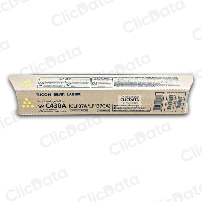 Toner Ricoh 821106 Yellow C431Dn, SP C430Dn 15,000 pag Original