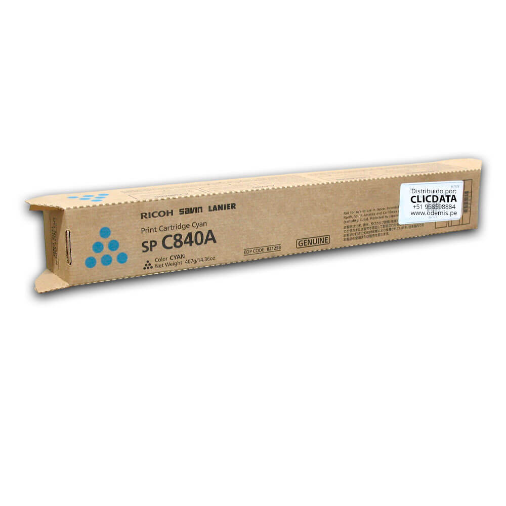 Toner Ricoh 821258 Cyan C842dn, SP C840A 34,000 pag Original