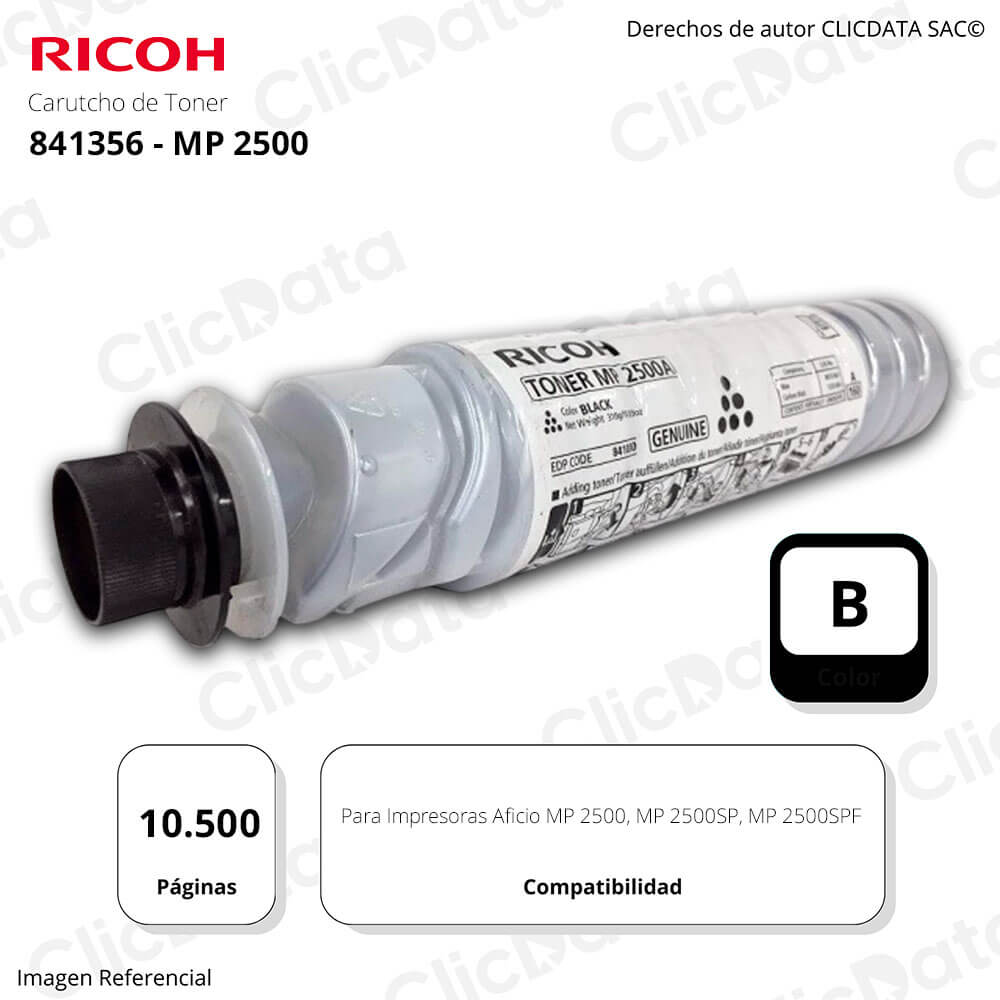 Toner Ricoh 841356 Negro MP 2500 10,500 pag Original